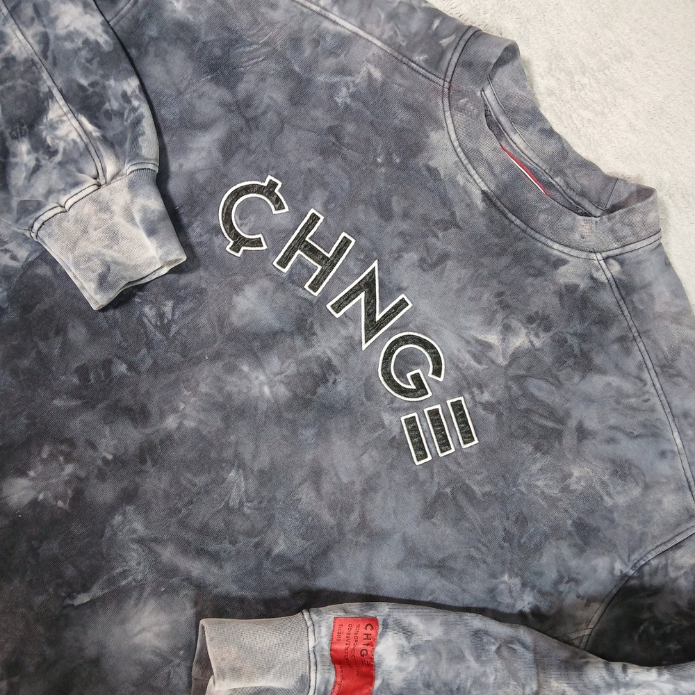 CHNGE Sweatshirt Unisex Small Grey Tie Dye Oversized Organic Cotton Casual
